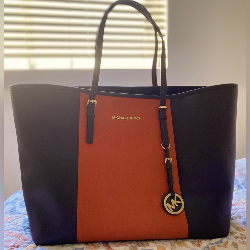 Michael Kors Brown and Orange Tote Bag